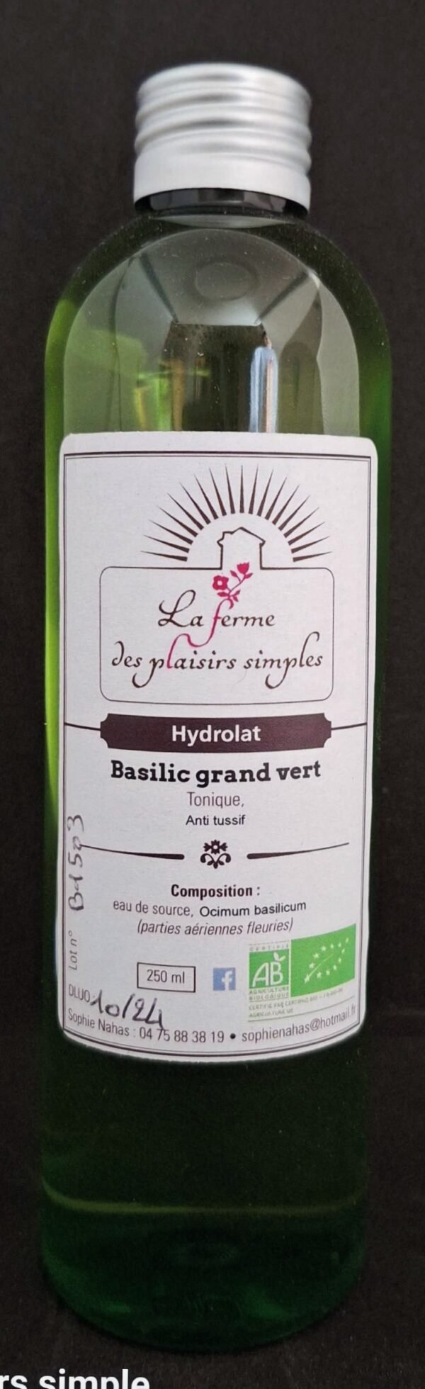 hydrolat bio demeter basilic direct petit producteur Ardèche